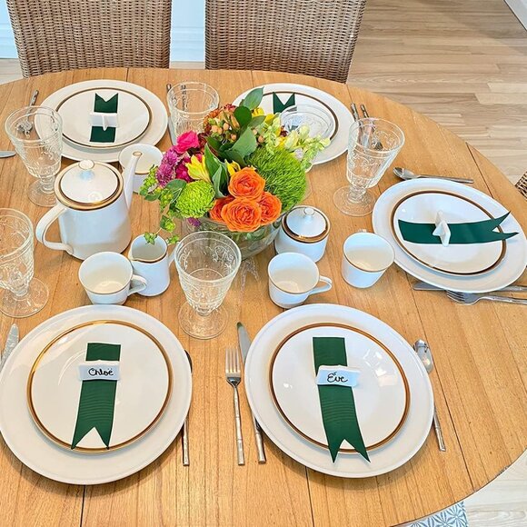 Set of 5 Reusable Porcelain Name Cards with Marker – Elegant Place Settings - Picture 3 of 6